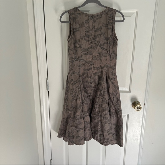 Blueberry Italia Sleeveless Linen Gray Patterned dress with pockets Small - Picture 4 of 7